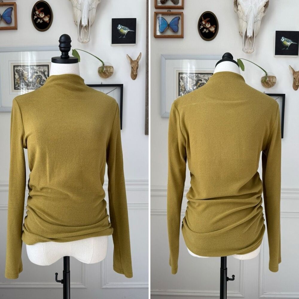 OGL Move Ruched Funnel Neck Top Artichoke Green $45 XL